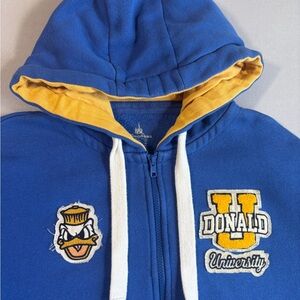 Disneyland Parks Men’s Donald Duck University Zip Up Hoodie Blue Size Small